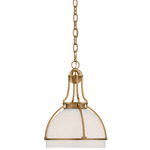 Gracie Dome Pendant - Antique-Burnished Brass / White
