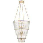 Cadence Waterfall Chandelier - Hand-Rubbed Antique Brass / Antique Mirror