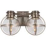 Gracie Bathroom Vanity Light - Antique Nickel / Clear