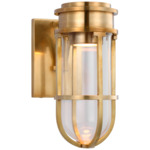 Gracie Bracket Outdoor Wall Sconce - Antique-Burnished Brass / Clear