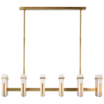 Malik Linear Chandelier - Hand-Rubbed Antique Brass / Alabaster