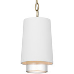 Sydney Narrow Pendant - Soft Brass / Matte White