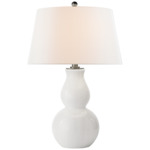 Gourd Table Lamp - White / Linen