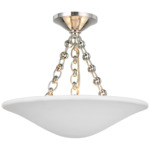 Mollino Semi Flush Ceiling Light - Polished Nickel / Plaster White