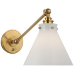 Parkington Library Wall Light - Antique-Burnished Brass / White Glass