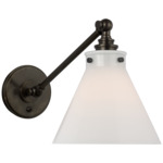 Parkington Library Wall Light - Bronze / White Glass