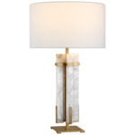 Malik Table Lamp - Hand-Rubbed Antique Brass / Alabaster / Linen