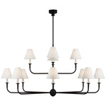 Piaf Two Tiered Chandelier - Aged Iron / White Linen