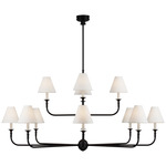 Piaf Two Tiered Chandelier - Aged Iron / White Linen
