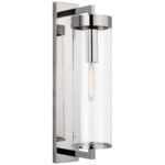 Liaison Large Outdoor Wall Sconce - Polished Nickel / Clear