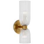 Asalea Double Bathroom Vanity Light - Hand-Rubbed Antique Brass / Clear
