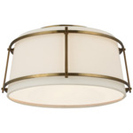 Callaway Ceiling Flush Light - Hand-Rubbed Antique Brass / Linen