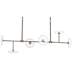 Calvino Linear Chandelier - Aged Iron / Hand Rubbed Antique Brass / Clear