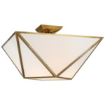 Lorino Semi Flush Ceiling Light - Hand-Rubbed Antique Brass / White