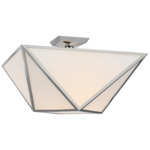 Lorino Semi Flush Ceiling Light - Polished Nickel / White