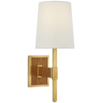 Elle Wall Sconce - Hand-Rubbed Antique Brass / Dark Rattan / Linen