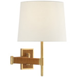 Elle Swing Arm Plug-in / Hardwired Wall Sconce - Hand-Rubbed Antique Brass / Dark Rattan / Linen
