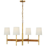 Elle Chandelier - Hand-Rubbed Antique Brass / Dark Rattan / Linen