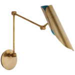 Flore Double Wall Light - Soft Brass / Riviera Blue