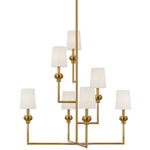 Comtesse Chandelier - Hand-Rubbed Antique Brass / Linen