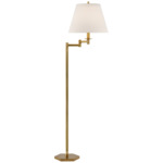 Olivier Swing Arm Floor Lamp - Hand-Rubbed Antique Brass / Linen