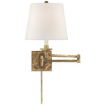 Griffith Swing Arm Plug-in Wall Sconce - Gilded Iron / Linen