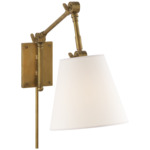 Graves Pivoting Plug-in Wall Sconce - Hand Rubbed Antique Brass / Linen