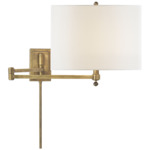 Hudson Swing Arm Plug-in Wall Sconce - Hand Rubbed Antique Brass / Linen
