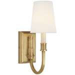 Modern Library Wall Sconce - Hand-Rubbed Antique Brass / Linen