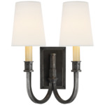 Modern Library Double Wall Sconce - Bronze / Linen