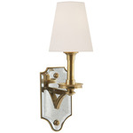 Verona Mirrored Wall Sconce - Hand-Rubbed Antique Brass / Linen