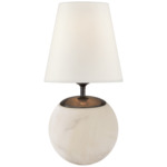 Terri Round Accent Table Lamp - Alabaster / Linen