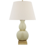 Gourd Form Table Lamp - Tea Stain Crackle / Linen