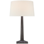 Strie Fluted Column Table Lamp - Aged Iron / Linen