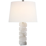 Chunky Square Table Lamp - Alabaster / Linen