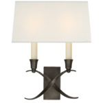 Cross Bouillotte Small Wall Sconce - Bronze / Linen