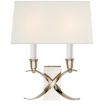 Cross Bouillotte Small Wall Sconce - Polished Nickel / Linen