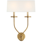 Symmetric Twist Double Wall Sconce - Antique-Burnished Brass / Linen