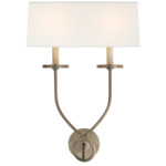 Symmetric Twist Double Wall Sconce - Antique Nickel / Linen