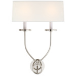 Symmetric Twist Double Wall Sconce - Polished Nickel / Linen