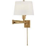 Chunky Swing Arm Wall Sconce - Antique-Burnished Brass / Linen