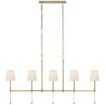 Camille Linear Chandelier - Hand Rubbed Antique Brass / Linen