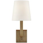 Square Tube Wall Sconce - Hand-Rubbed Antique Brass / Linen