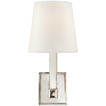 Square Tube Wall Sconce - Polished Nickel / Linen