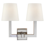 Square Tube Double Wall Sconce - Polished Nickel / Linen