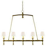 Classic Linear Chandelier - Hand-Rubbed Antique Brass / Linen
