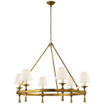 Classic Ring Chandelier - Hand Rubbed Antique Brass / Linen