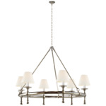 Classic Ring Chandelier - Polished Nickel / Linen