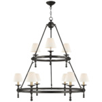 Classic Two Tier Chandelier - Bronze / Linen