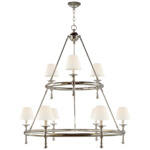 Classic Two Tier Chandelier - Polished Nickel / Linen